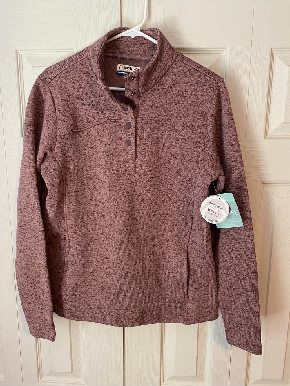 Magellan Outdoors Women's Heathered Mauve Boyfriend Pullover